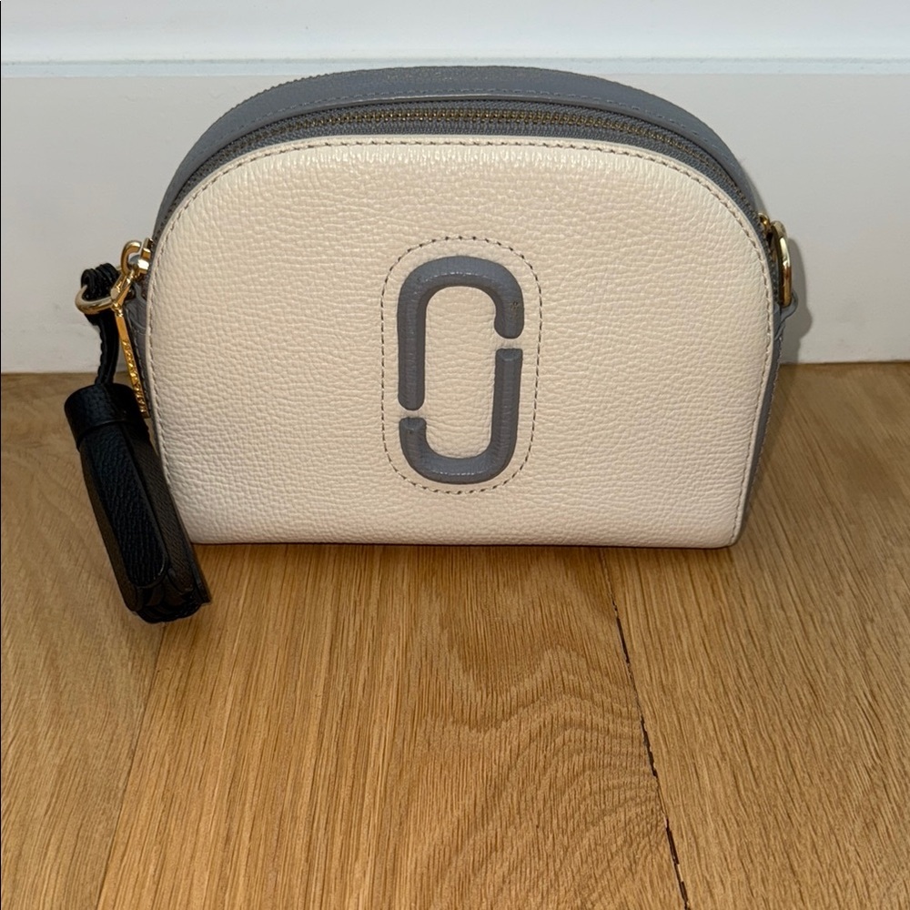 Marc Jacobs Cream and Gray Crossbody Bag with Minimalist Design